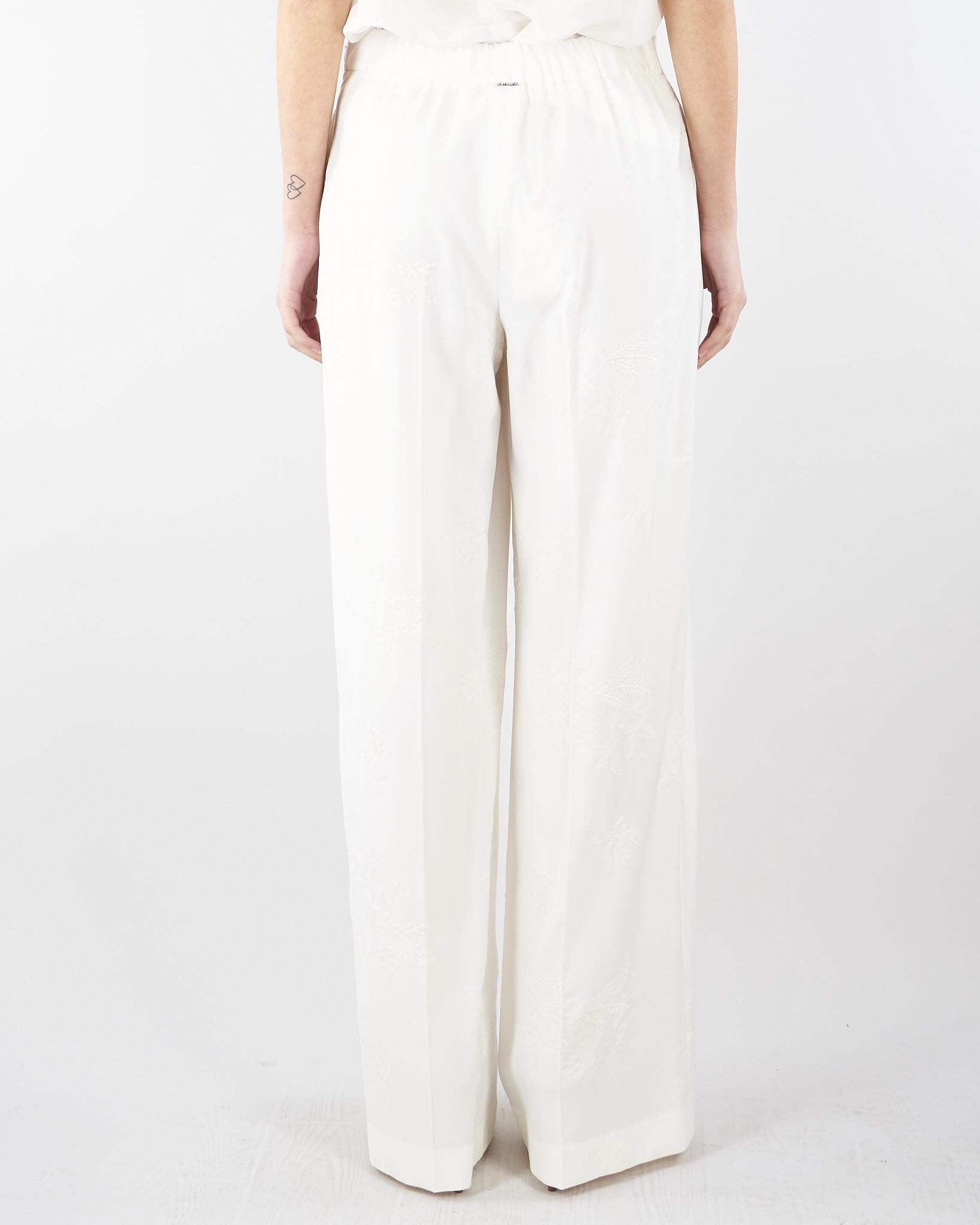 Pantaloni Bianco a palazzo ricamati TE2023 381 TWIN SET 