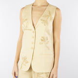 Gilet Sabbia in lino con ricamo in paillettes