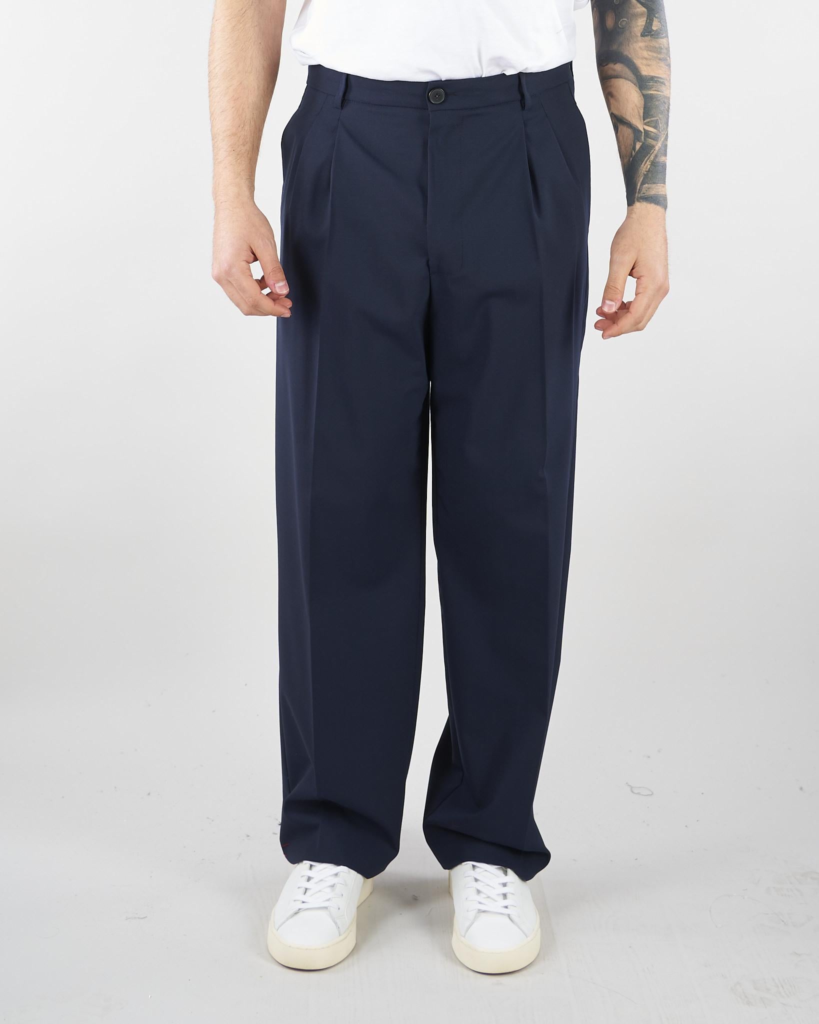 Pantalone Blu con doppia pences e fondo ampio B6AB0041 89M AMARANTO 