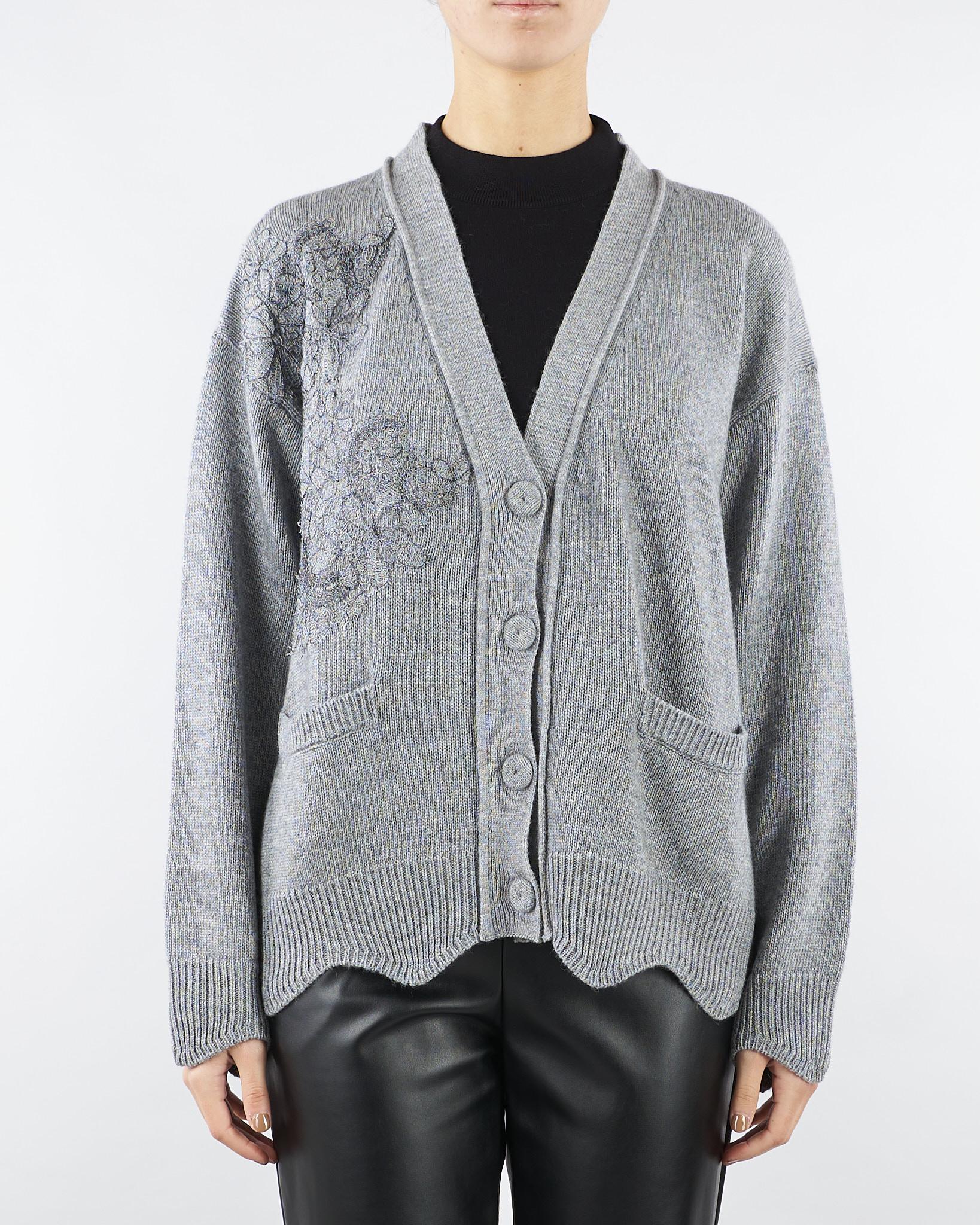 Cardigan Grigio con ricamo A8235675 7 CLIPS 