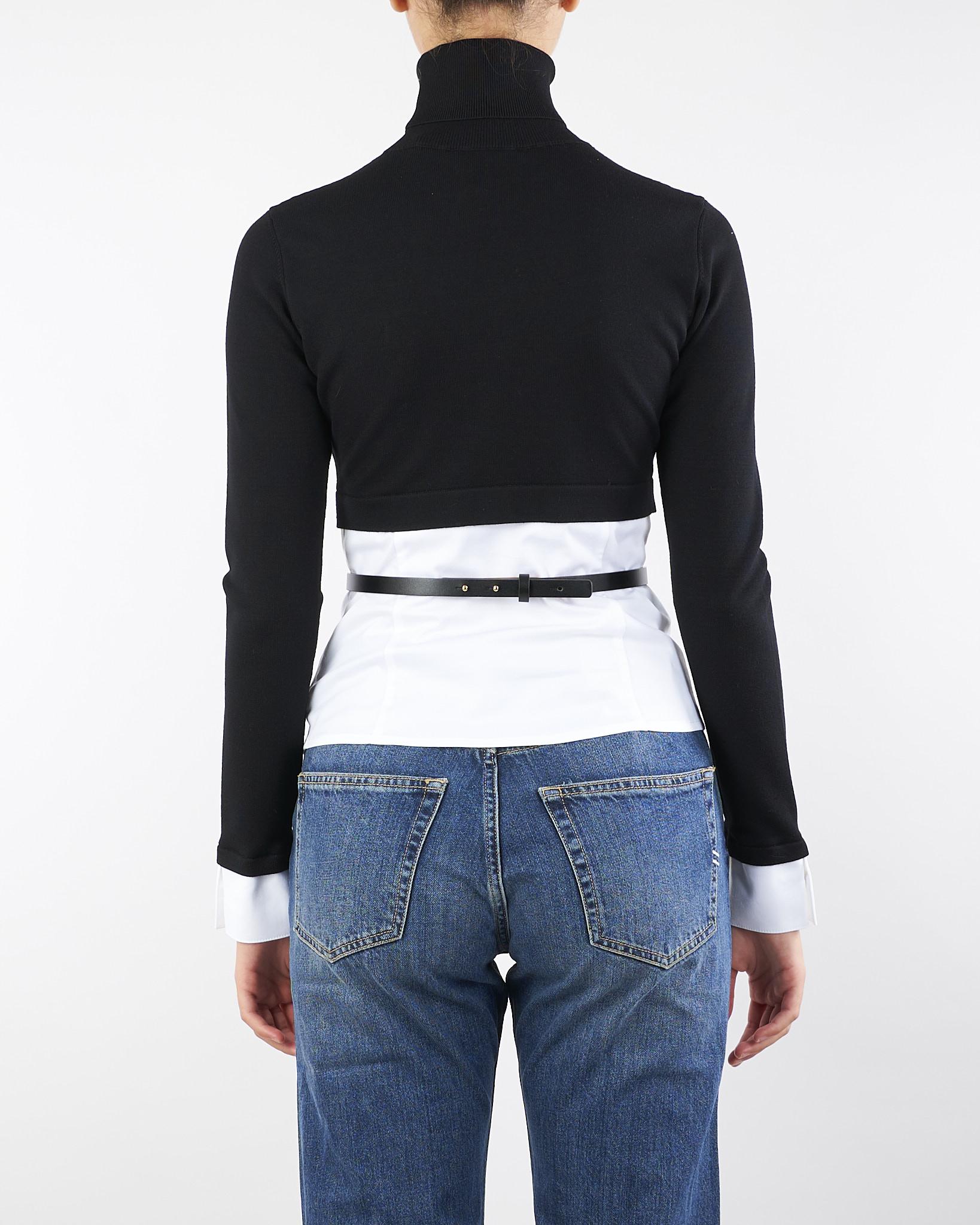 Maglia Nero-Bianco in viscosa e popeline di cotone MK14T56E2 222 ELISABETTA FRANCHI 