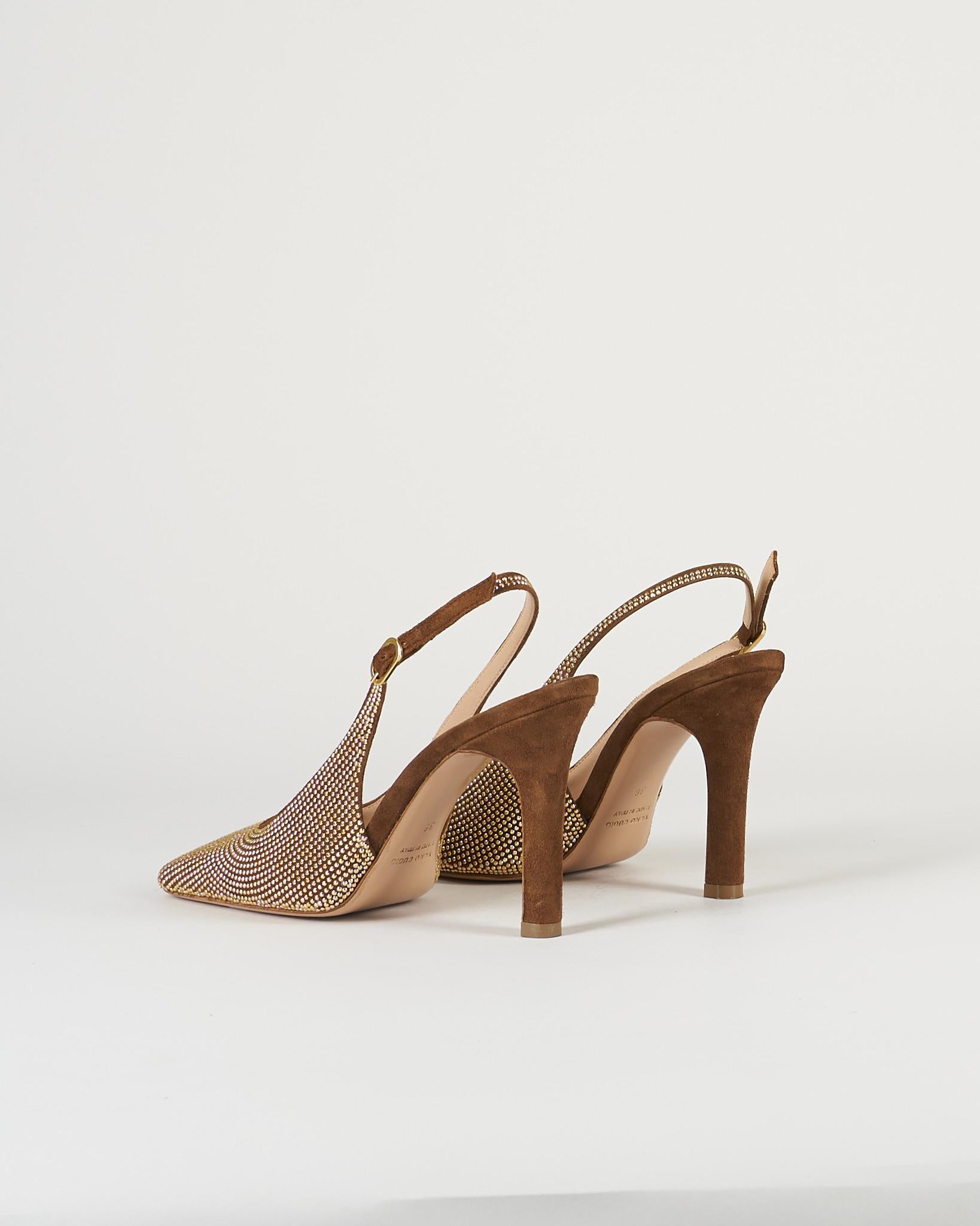 Slingback Tabacco in suede con micro borchie 7530 1 FRANCESCO SACCO 