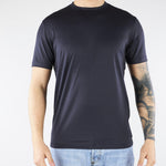 T-shirt Blu in misto lyocell e cotone con logo al fondo EM006691AF10017 UB118 EMPORIO ARMANI 
