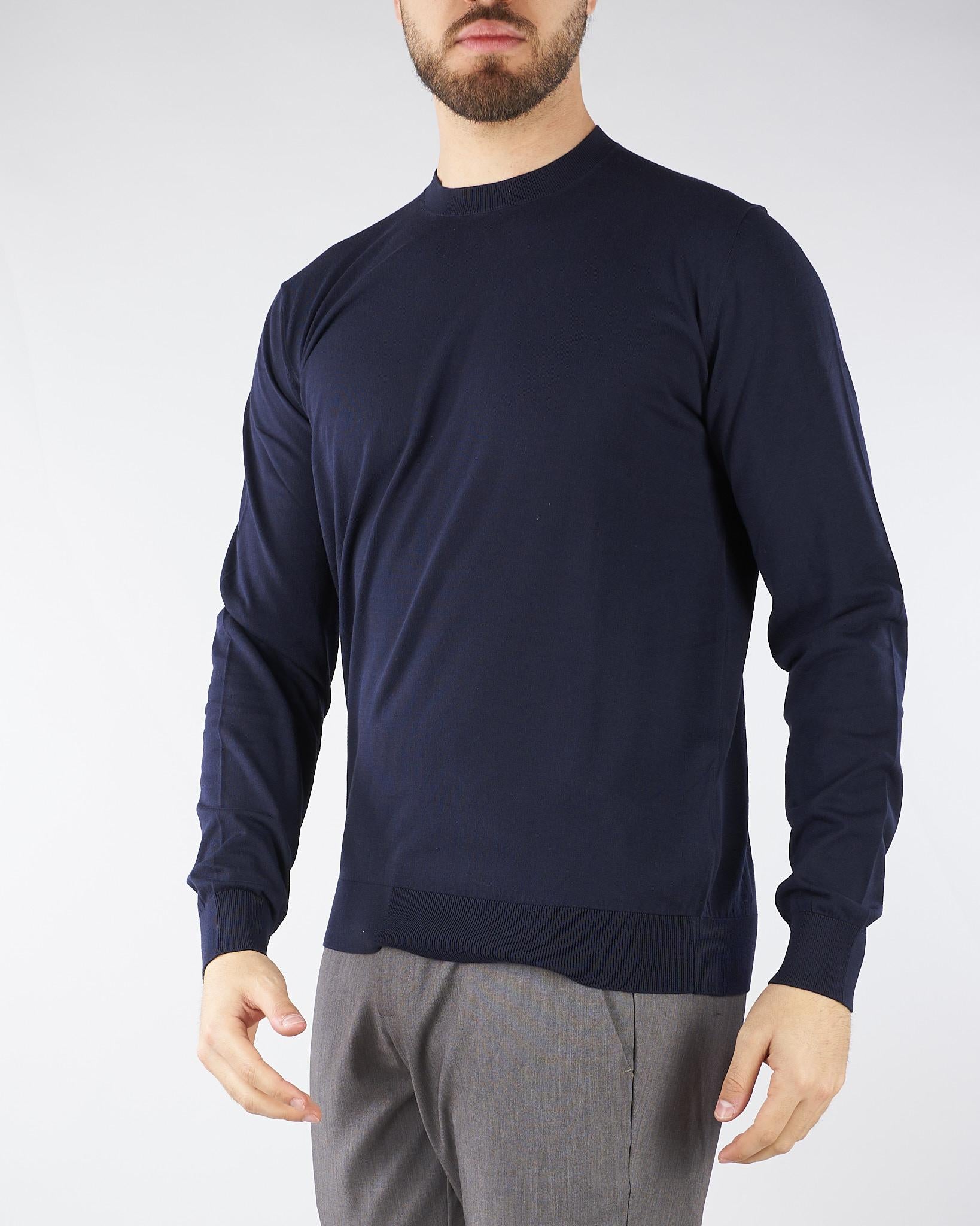 Maglia Blu in puro cotone extrafine A001F100 6685 PAOLO PECORA 