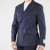 Giacca Blu microfantasia doppiopetto 27XZ932766905 01 CORNELIANI 