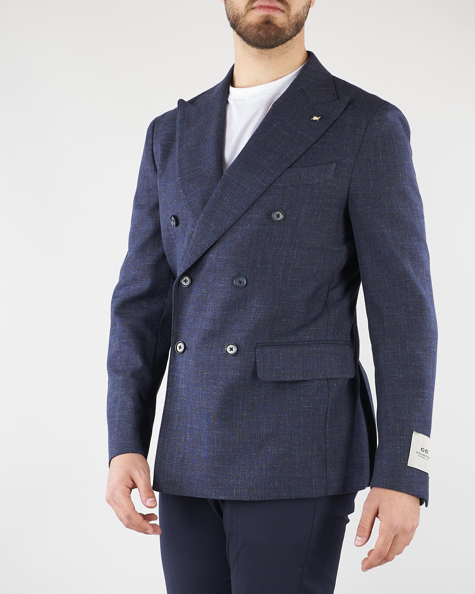 Giacca Blu microfantasia doppiopetto 27XZ932766905 01 CORNELIANI 