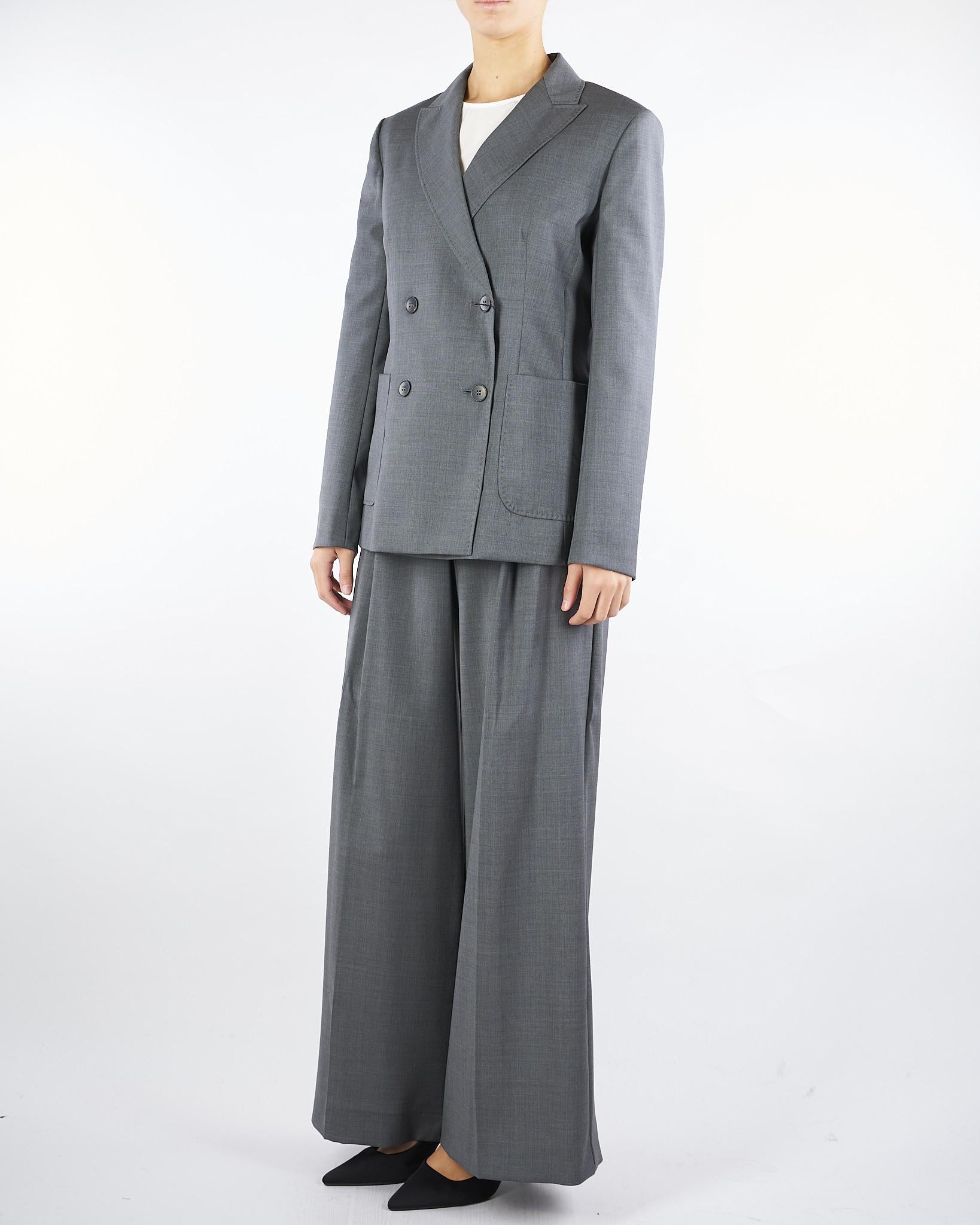 Blazer Grigio doppiopetto in tela di lana ORNATI 3 MAX MARA WEEKEND 