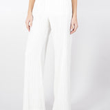 Pantalone Bianco palazzo con strass all over