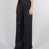 Pantalone Nero in tela di lino MSTMATERIA 35 MAX MARA STUDIO 