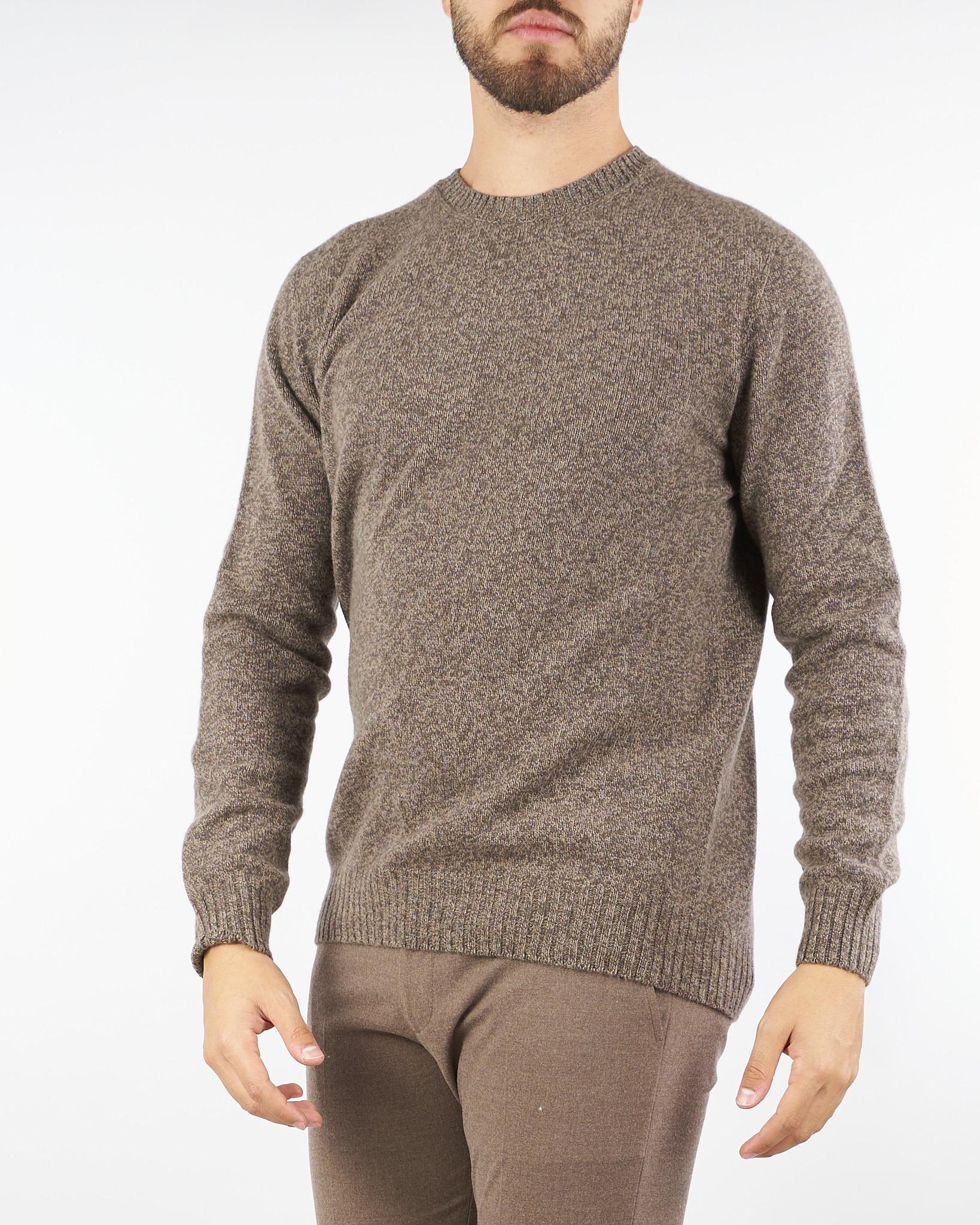 Maglia Marrone Melange in pura lana e cashmere 50657 35 JEORDIE'S 