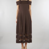 Abito midi Marrone in cotone e pizzo RA6154T544A 90913 BLUGIRL 