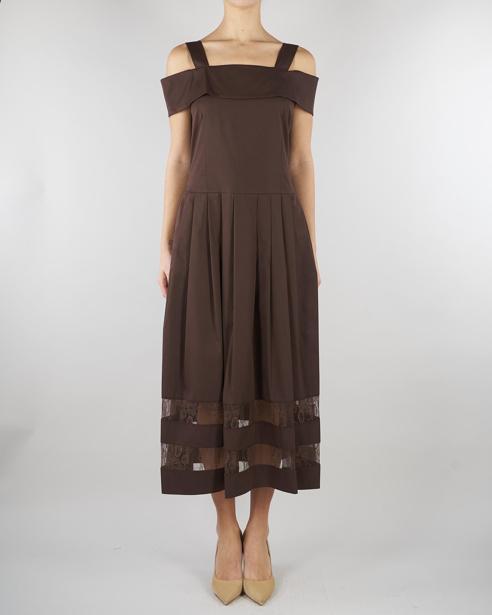 Abito midi Marrone in cotone e pizzo RA6154T544A 90913 BLUGIRL 