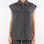 Gilet Antracite in denim con strass GL00301TDEN0004 V00 SIMONA CORSELLINI 