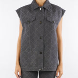 Gilet Antracite in denim con strass GL00301TDEN0004 V00 SIMONA CORSELLINI 