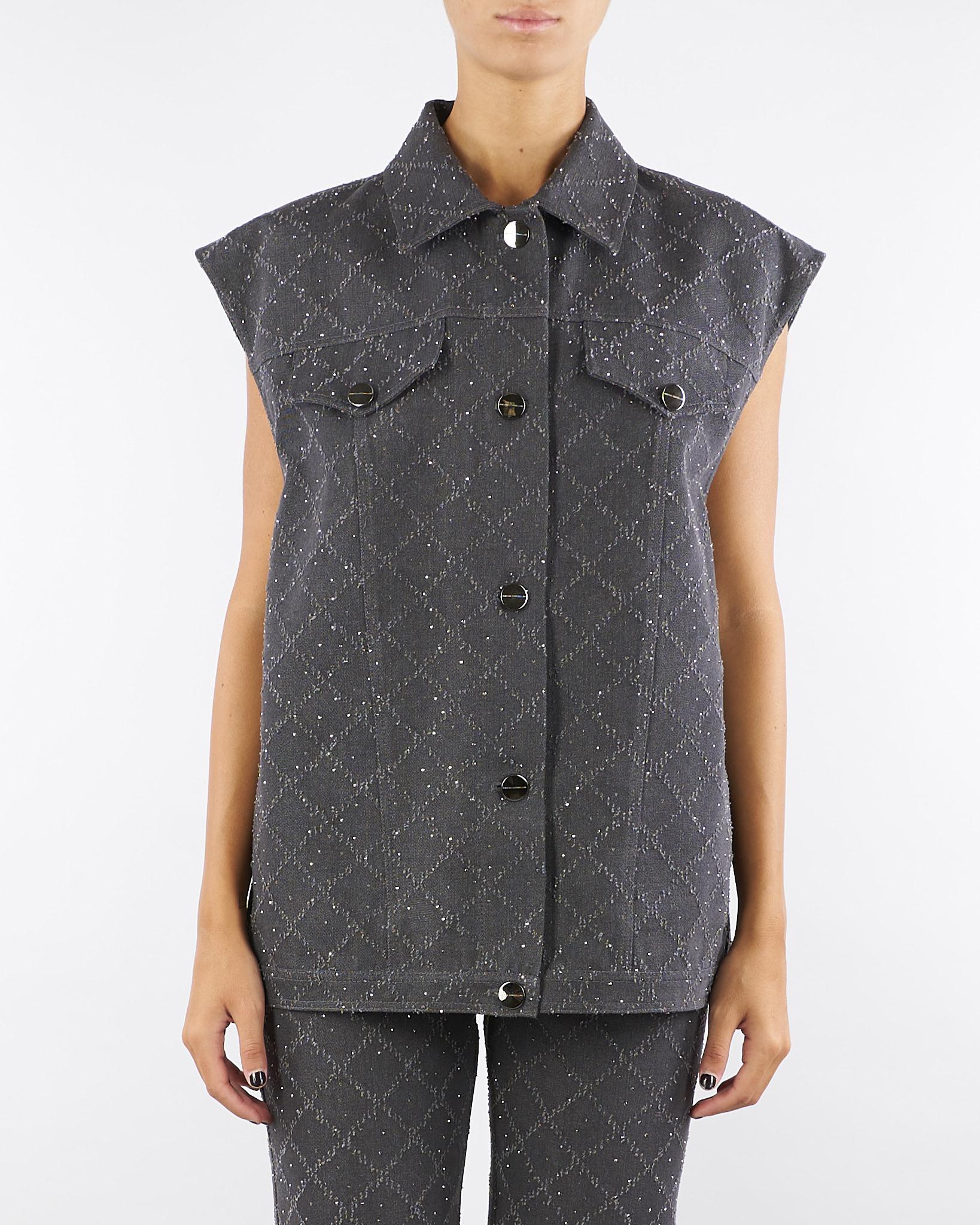 Gilet Antracite in denim con strass GL00301TDEN0004 V00 SIMONA CORSELLINI 