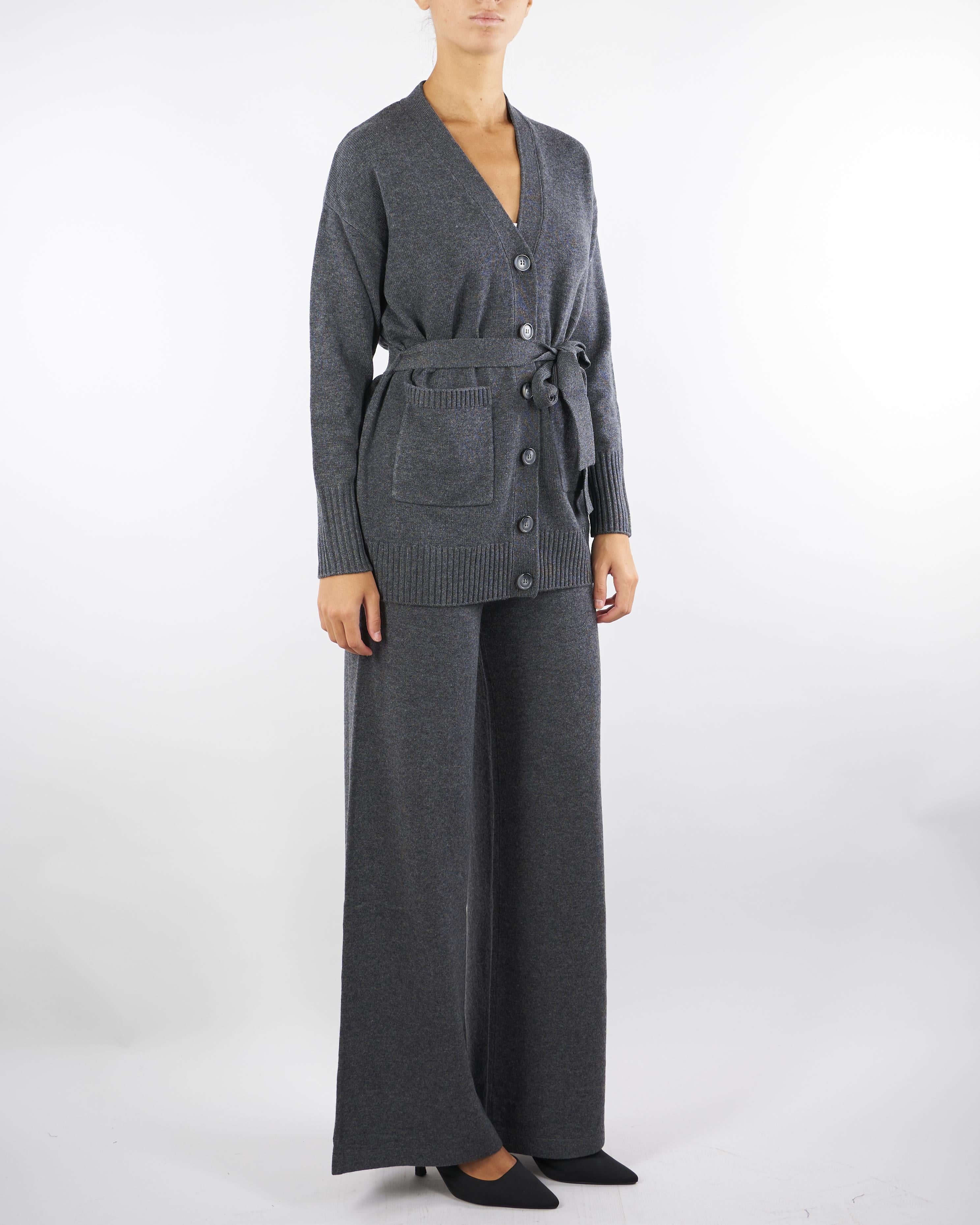 Cardigan Antracite in blend di lana GRAMMO 5 PENNY BLACK 