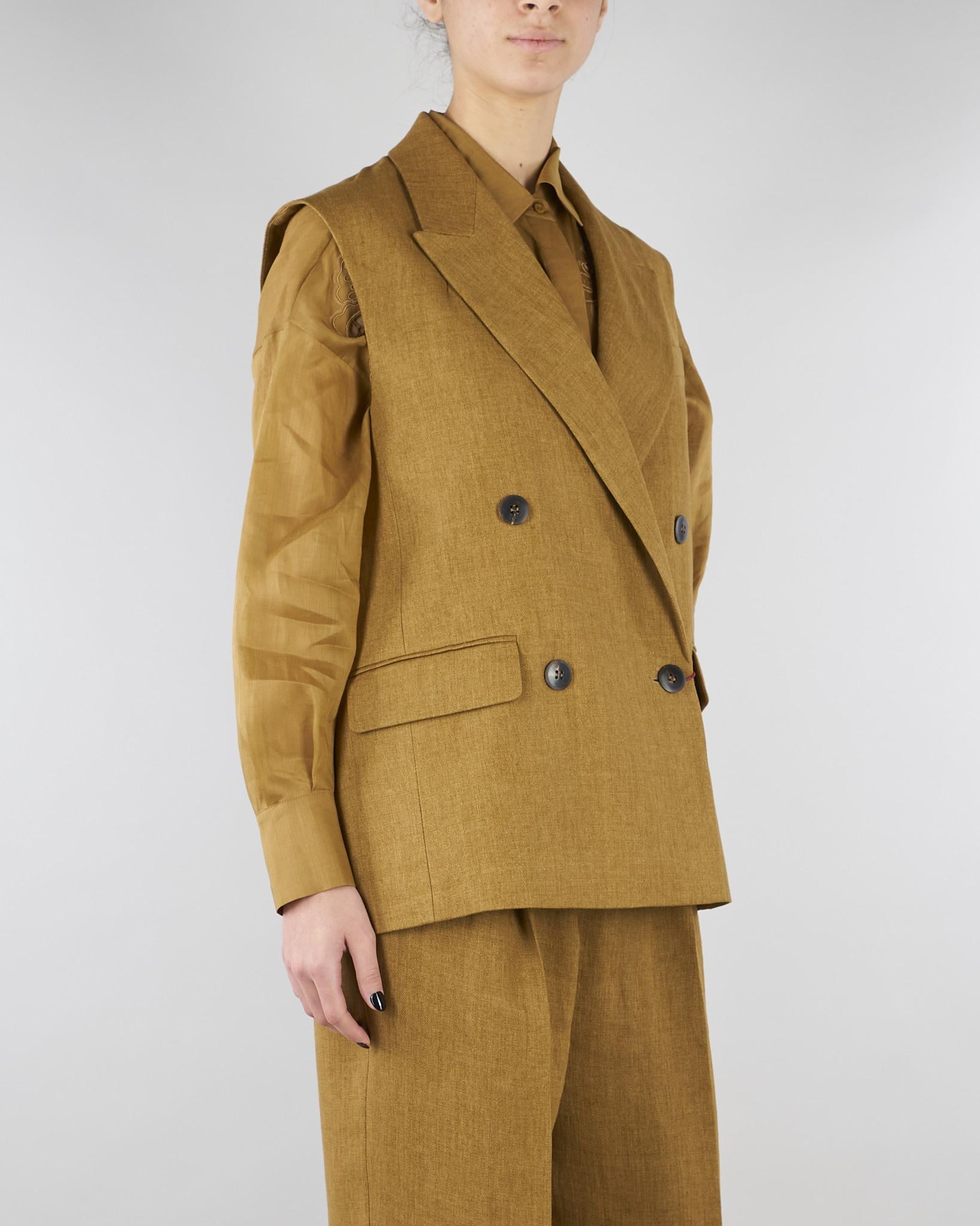 Gilet Senape in batavia di lino MSTAIA 29 MAX MARA STUDIO 