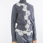 Cardigan e top a lupetto Antracite con pizzo RF5222MA82O 02070 BLUGIRL 