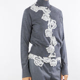 Cardigan e top a lupetto Antracite con pizzo RF5222MA82O 02070 BLUGIRL 