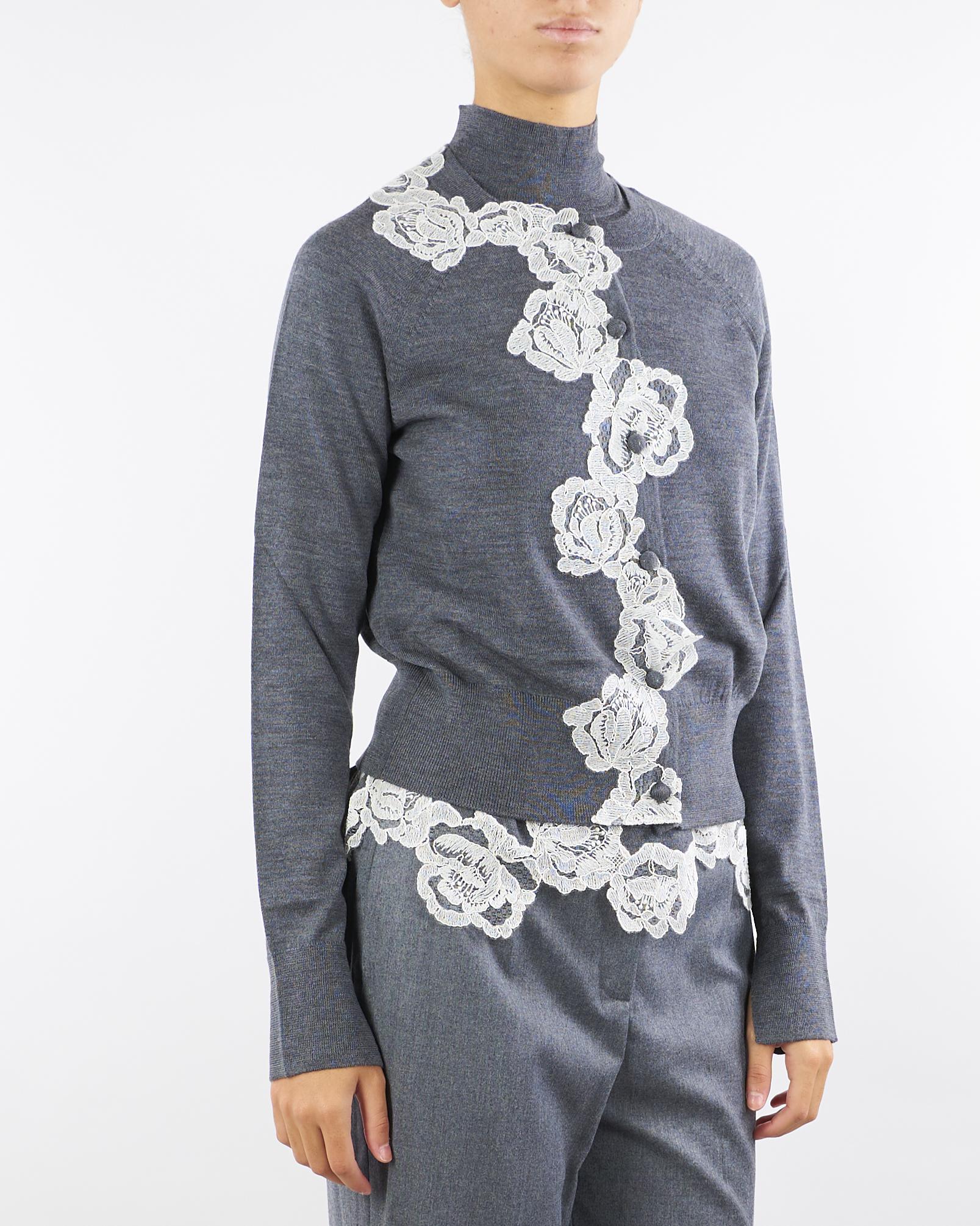 Cardigan e top a lupetto Antracite con pizzo RF5222MA82O 02070 BLUGIRL 