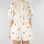 Camicia cropped Crema in ramiè con ricami ciliegie TT2420 13577 TWIN SET 