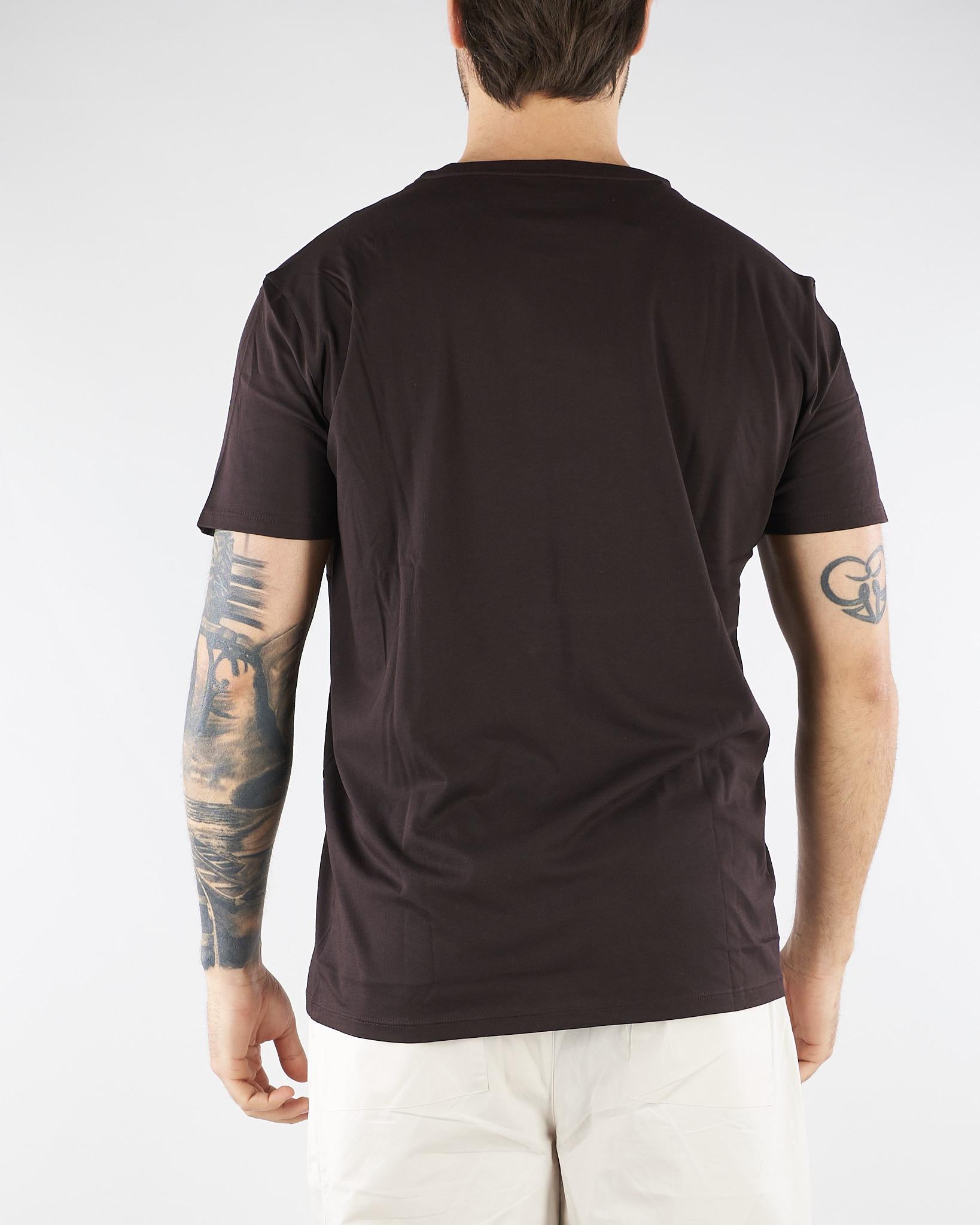 T-shirt Marrone in cotone Pima TH6709 3LA LACOSTE 