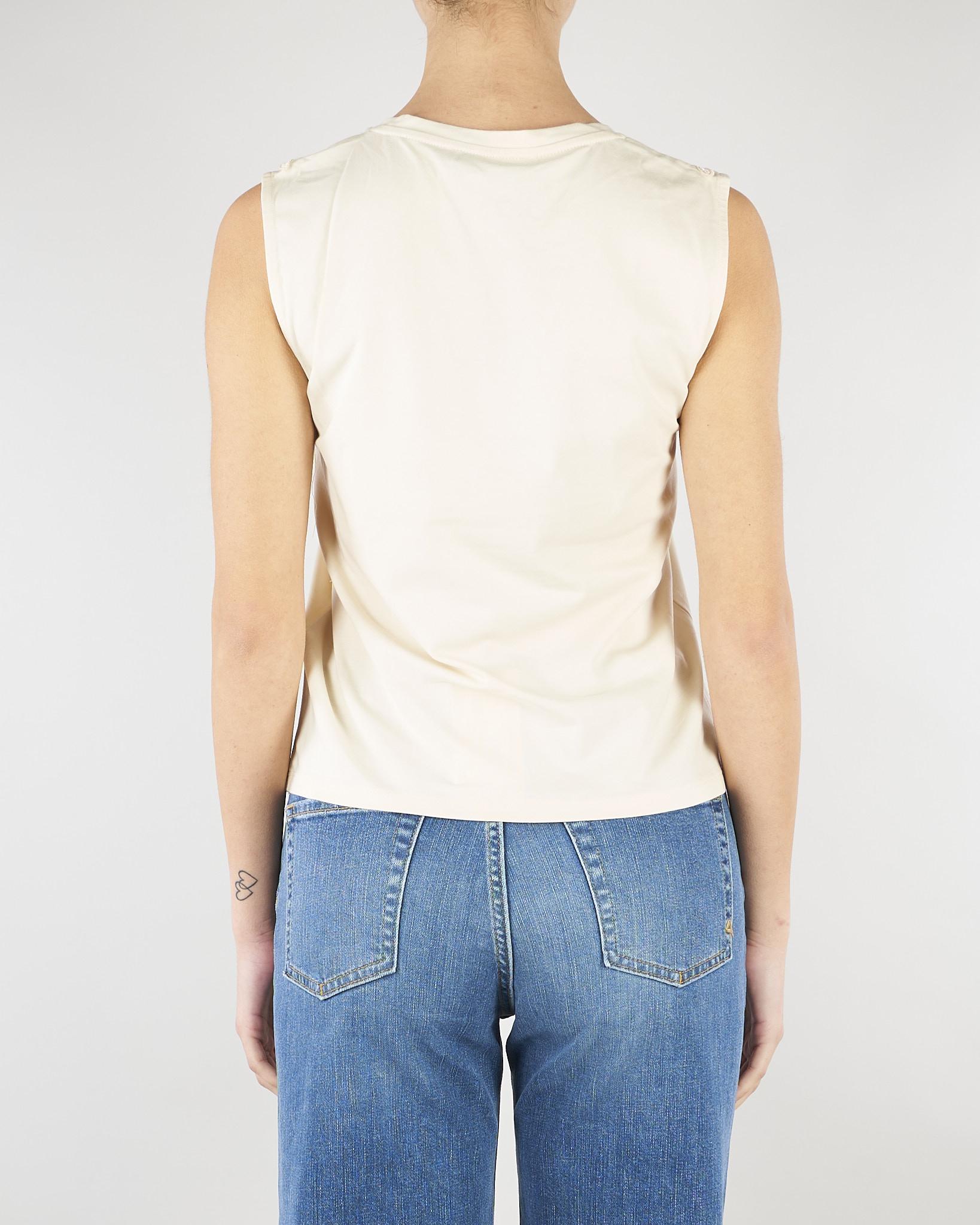 Top Crema in jersey con pizzo RA6152J5003 21406 BLUGIRL 