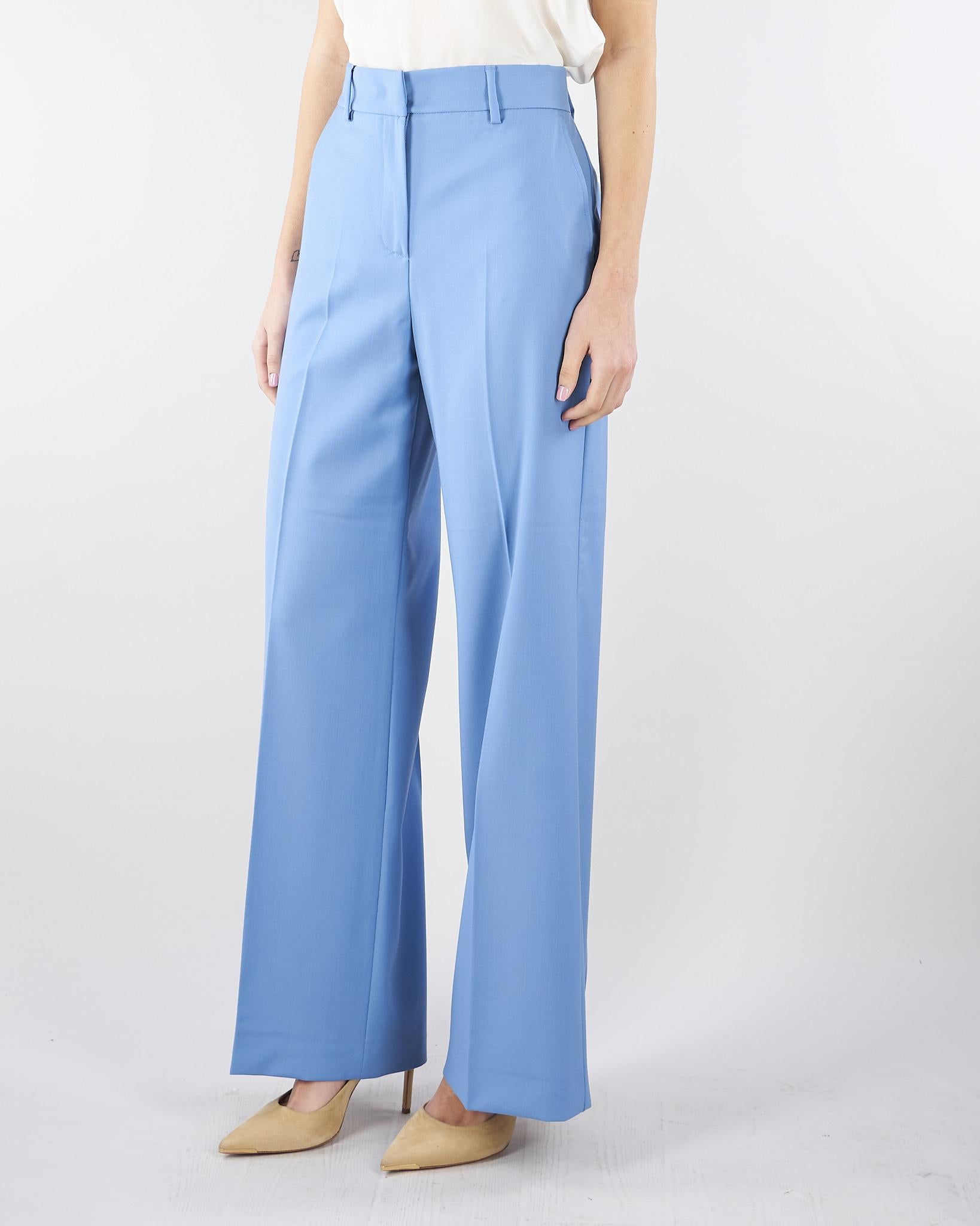Pantalone palazzo Azzurro in tela di lana WKDVISIVO 5 MAX MARA WEEKEND 