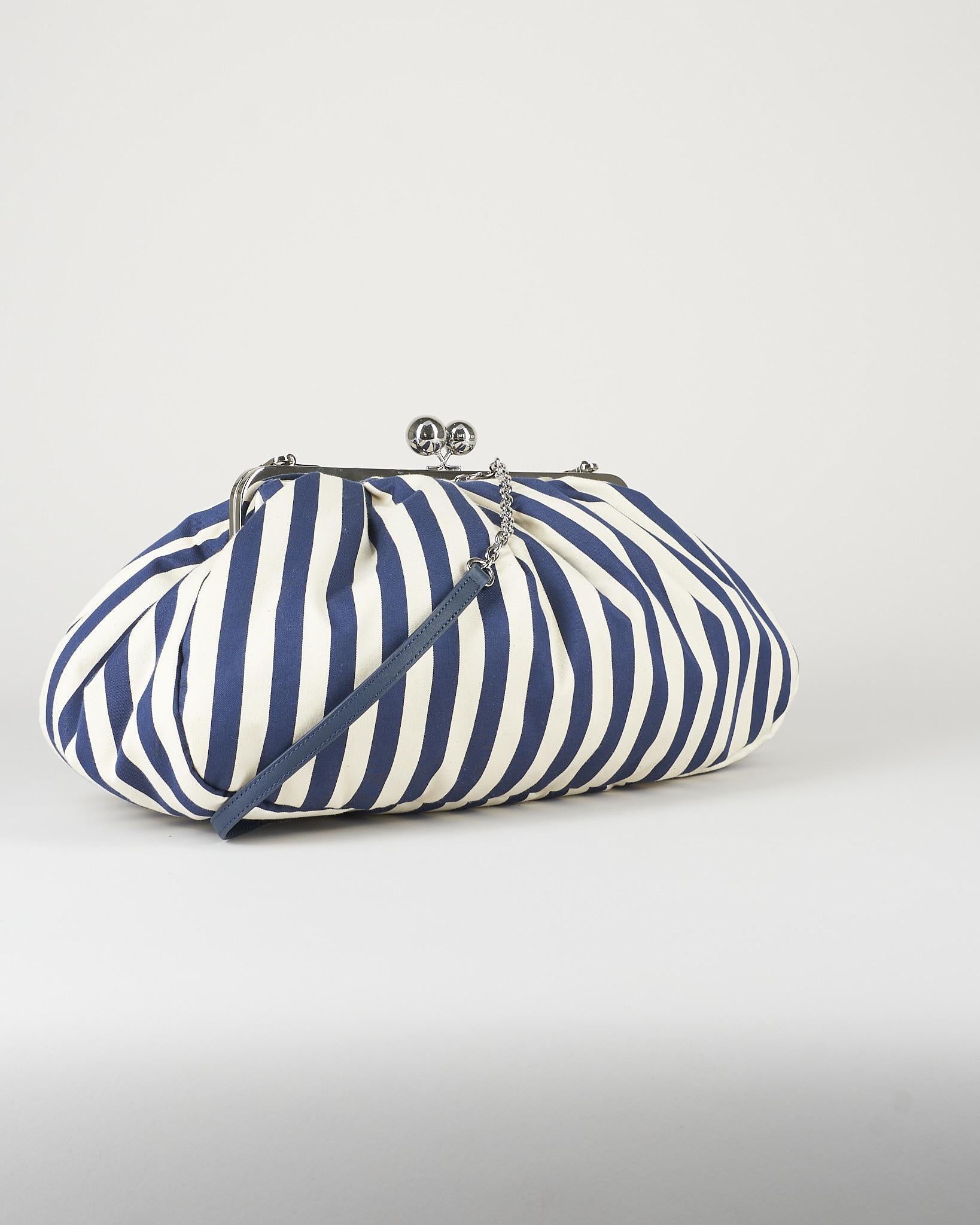 Pasticcino Bag Blu-Bianco  large in cotone a righe WKACACHI 3 MAX MARA WEEKEND 
