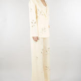 Pantalone Ecru in lino con ricami in paillettes SP5NT052 1004 ICONA 