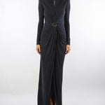 Abito Nero Red Carpet in jersey cupro con drappeggi ABR0656E2 110 ELISABETTA FRANCHI 