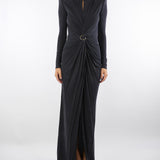 Abito Nero Red Carpet in jersey cupro con drappeggi ABR0656E2 110 ELISABETTA FRANCHI 