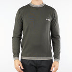 Maglia Fango in pura lana con ricamo logo e profili a contrasto EM003387AF146970 U8120 EMPORIO ARMANI 