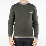 Maglia Fango in pura lana con ricamo logo e profili a contrasto EM003387AF146970 U8120 EMPORIO ARMANI 