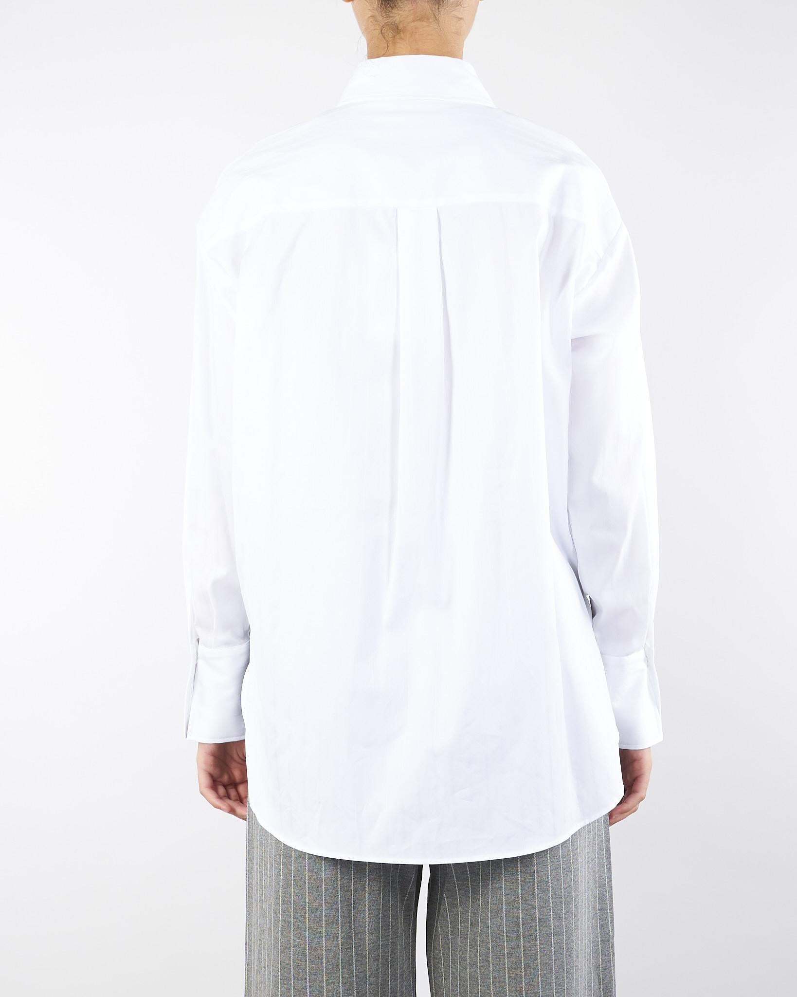 Camicia Bianco in popeline di cotone con logo CA12156E2 100 ELISABETTA FRANCHI 