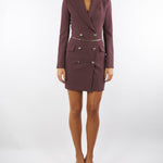 Abito Merlot in crêpe leggero con catena gioiello AB89657E2 EA4 ELISABETTA FRANCHI 