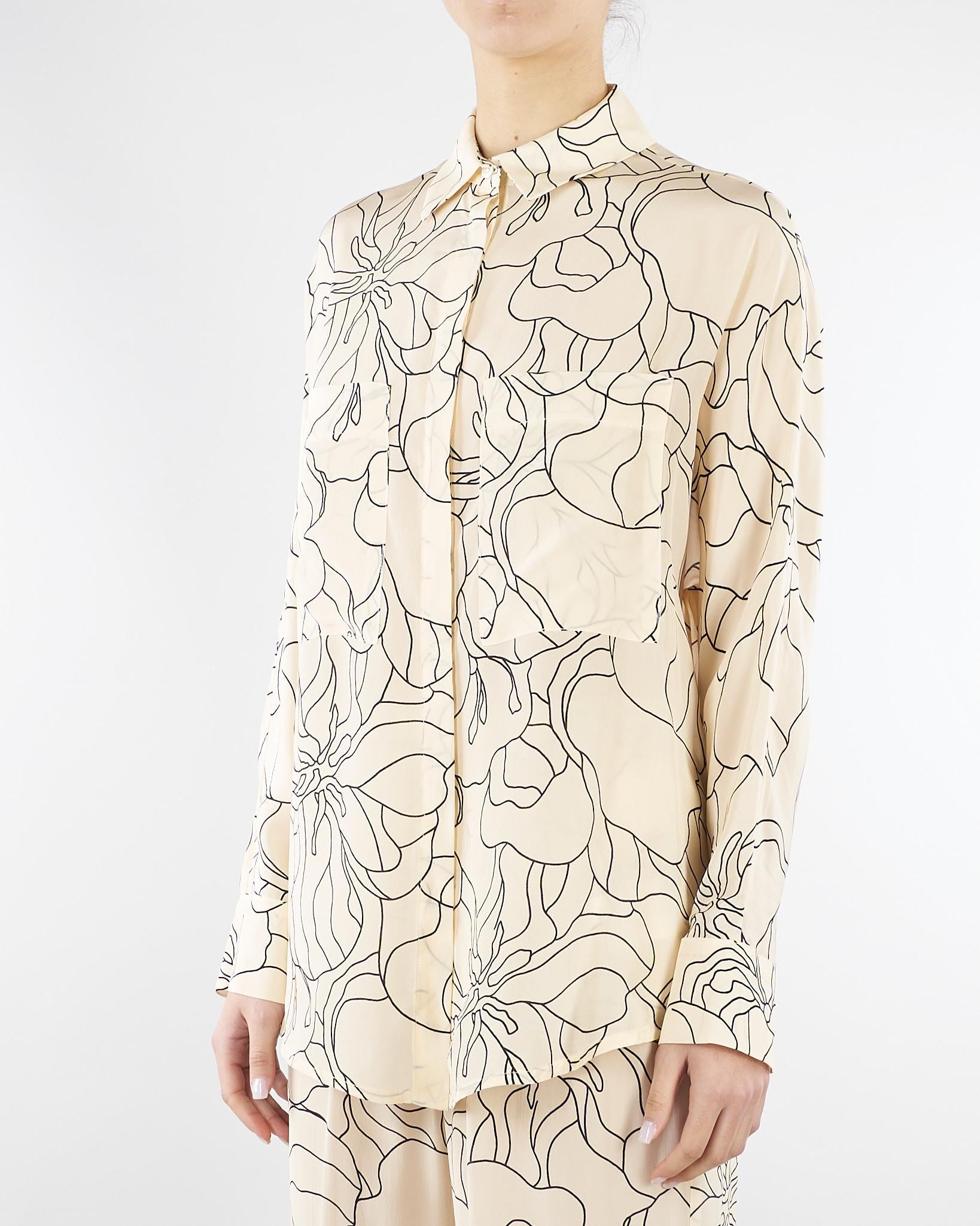 Camicia Crema-Nero a fantasia M6PAI1 S2410 MEIMEIJ 