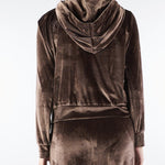 Felpa Cioccolato in velluto con logo in strass sul retro NS152 85 NO SECRETS 