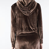 Felpa Cioccolato in velluto con logo in strass sul retro NS152 85 NO SECRETS 