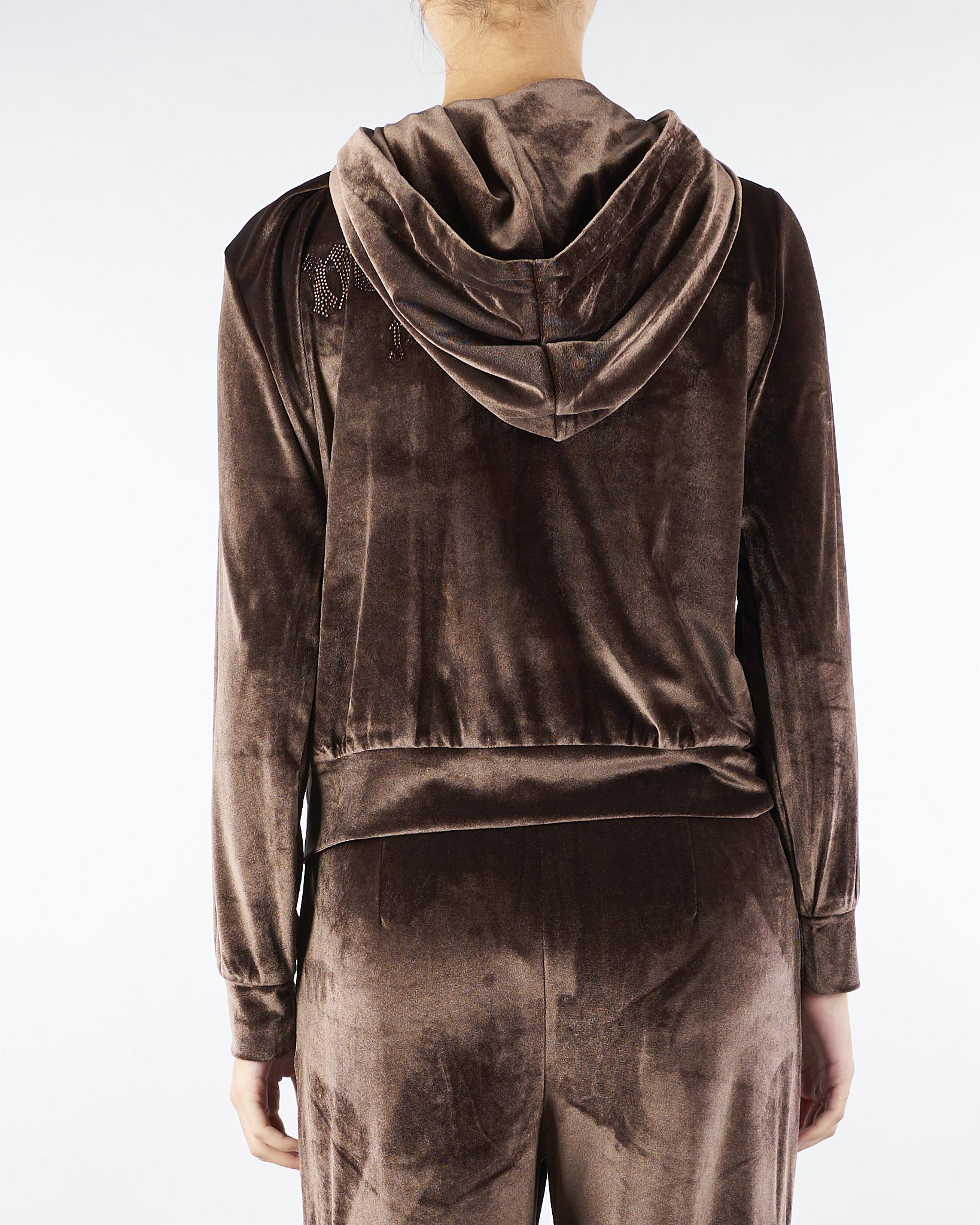 Felpa Cioccolato in velluto con logo in strass sul retro NS152 85 NO SECRETS 