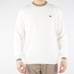 Maglione Bianco in jersey di cotone con righe AH5158 X0N LACOSTE 