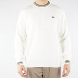 Maglione Bianco in jersey di cotone con righe AH5158 X0N LACOSTE 