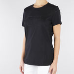 T-shirt Nero in jersey con logo ricamato MA71G61E2 110 ELISABETTA FRANCHI 