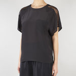Blusa Nero con inserti in pizzo SP5NT030 0001 ICONA 