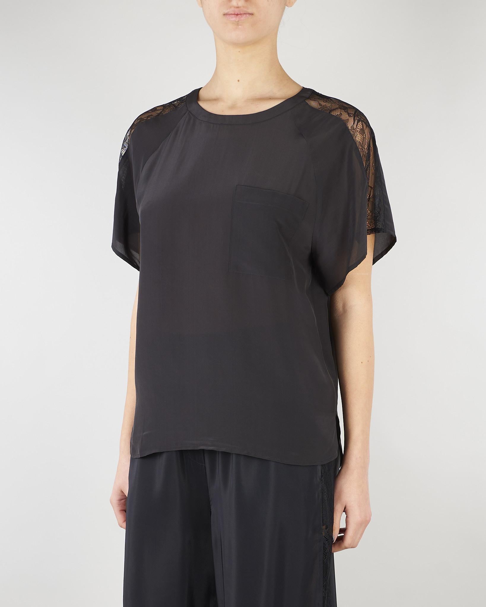 Blusa Nero con inserti in pizzo SP5NT030 0001 ICONA 