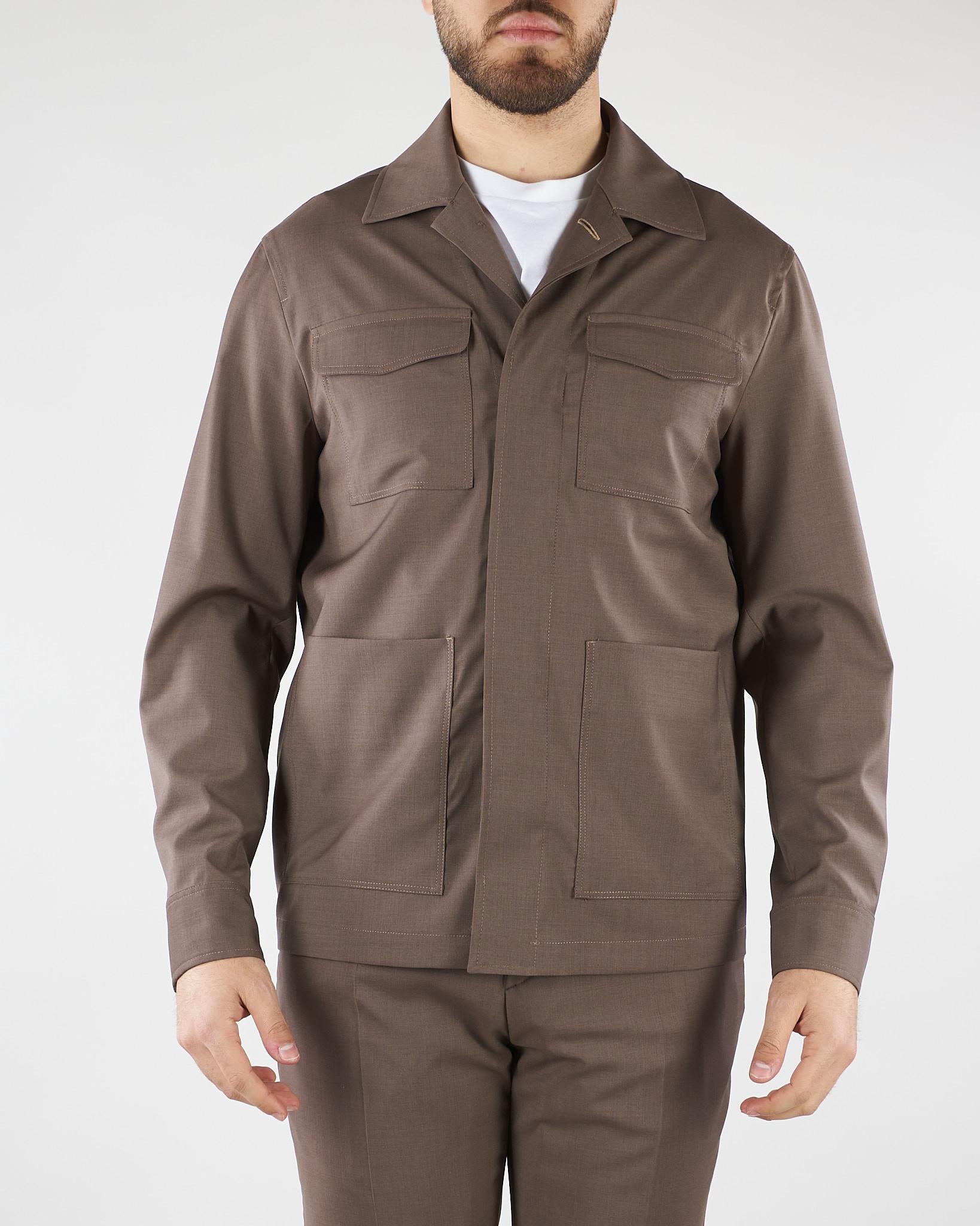 Overshirt Tortora in fresco di lana stretch 4032G2458260000 29 MANUEL RITZ 