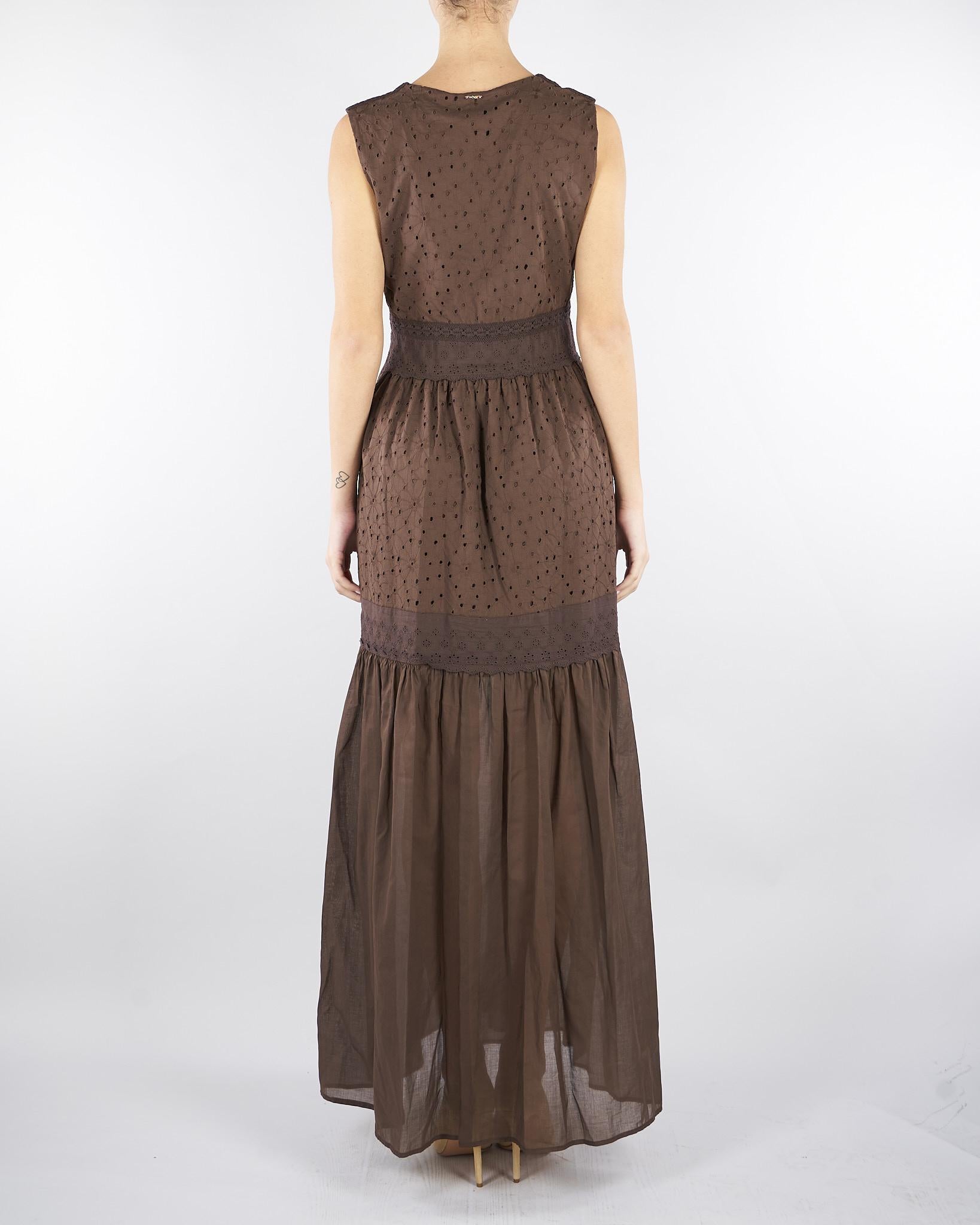 Abito Marro in cotone con ricami pizzo sangallo TF2110 12110 TWIN SET 