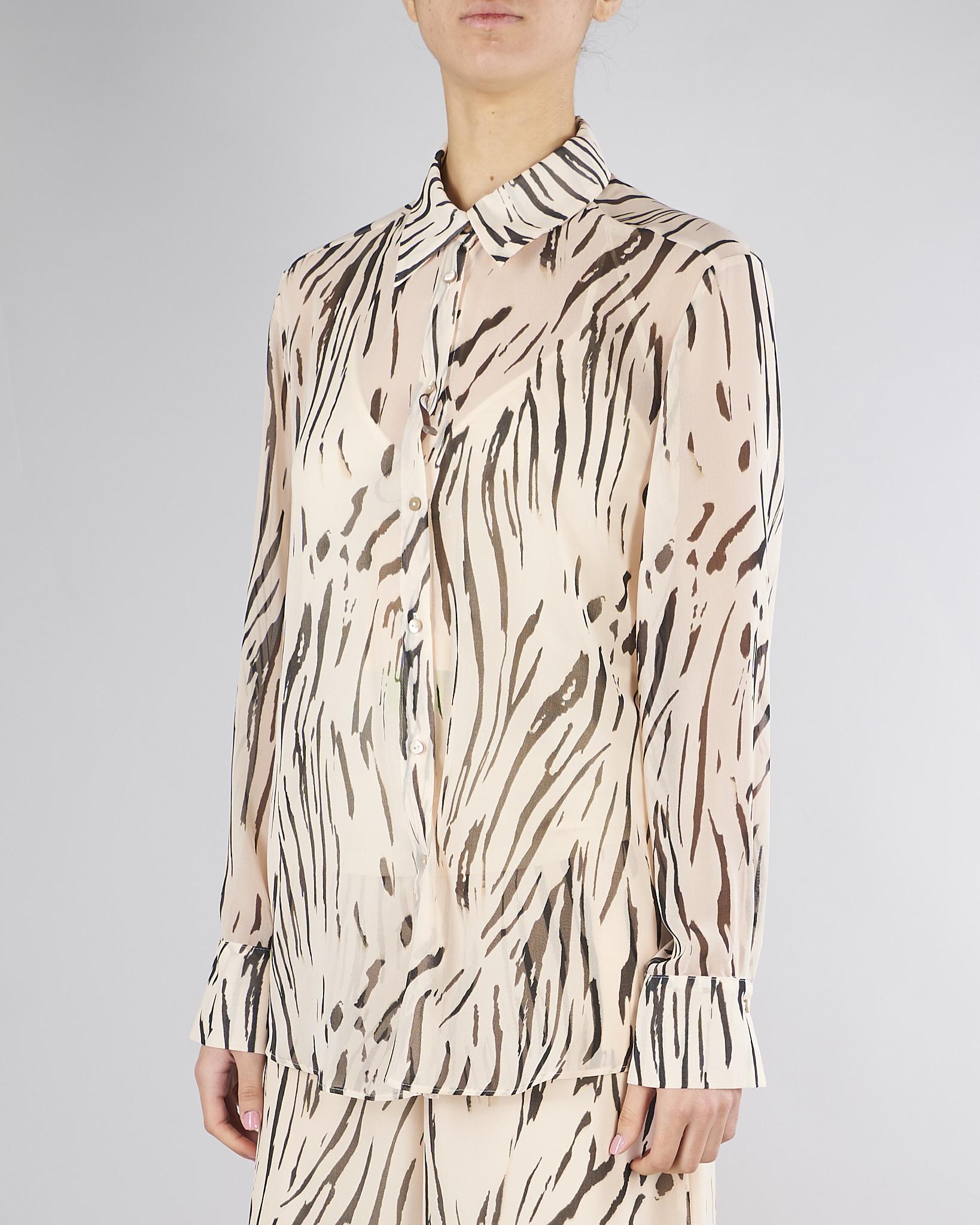 Camicia Crema-Nero in georgette stampata PBPGIRAFFA 9 PENNY BLACK 