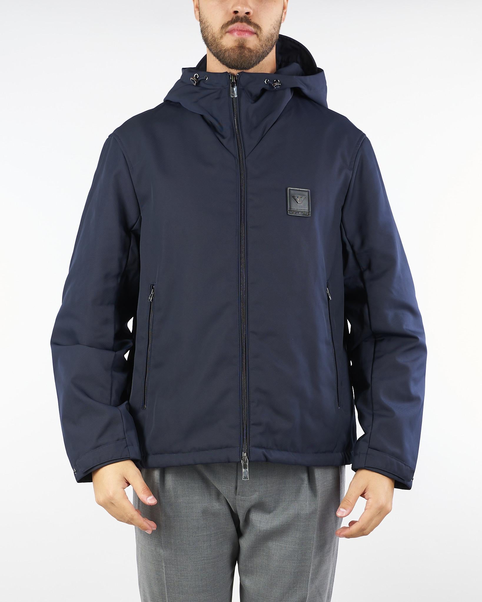 Giubbotto Blu con cappuccio in nylon EM003417AF18264 UB118 EMPORIO ARMANI 