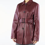 Giacca Bordeaux in nappa con cintura TOLMIN 1 MAX MARA STUDIO 